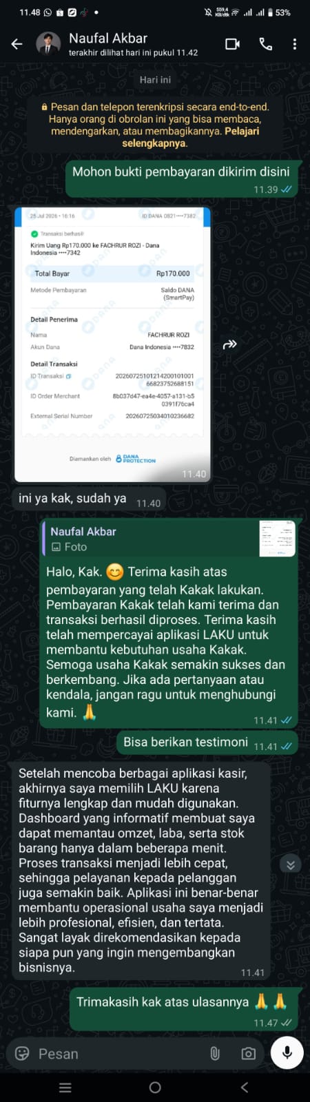 Bukti Chat & Transfer Naufal Akbar